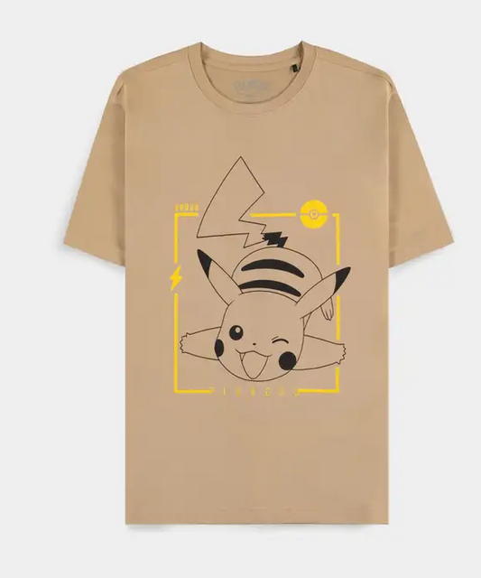 Pokémon - Beige Pikachu Line-art Men's Short Sleeved T-shirt