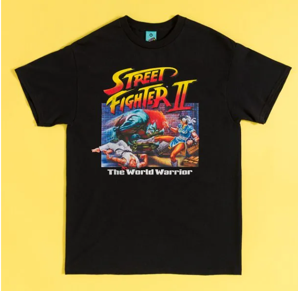 Street Fighter II Classic Cover Black T-Shirt