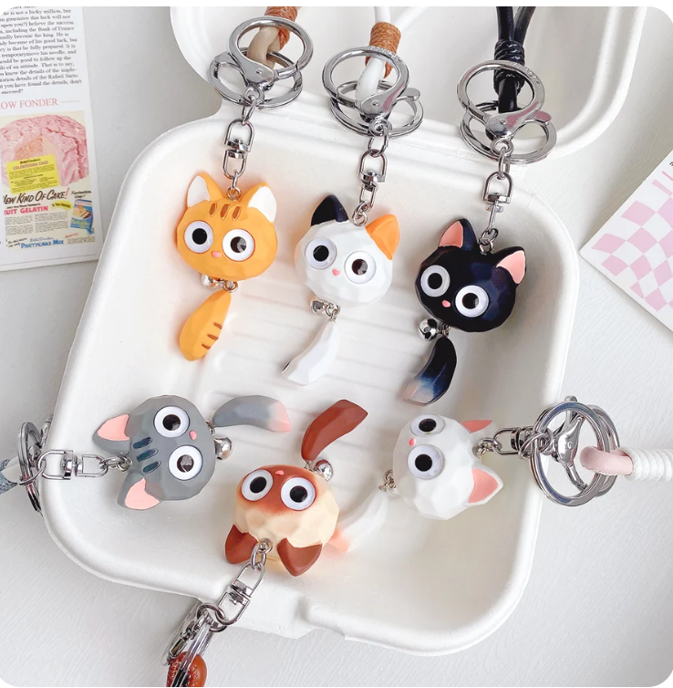 Mima Hard Cat with Tail Keyring