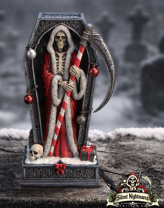 Merry Cryptmas Christmas Reaper Coffin Figurine 17.5cm