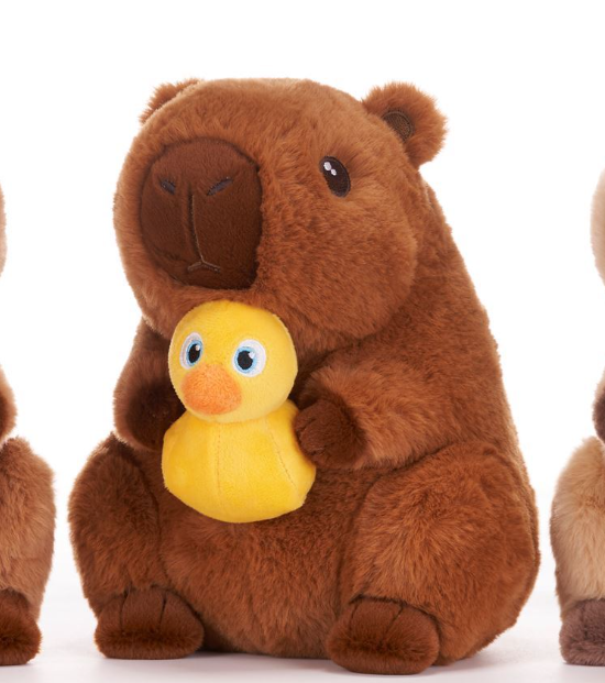 CAPYBARA HOLDING YELLOW DUCK Pluch  8.5"/21CM