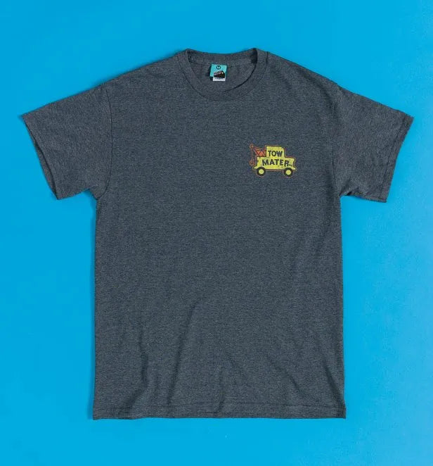 Disney Cars Tow Mater Towing And Salvage Charcoal Marl T-Shirt with Back Print