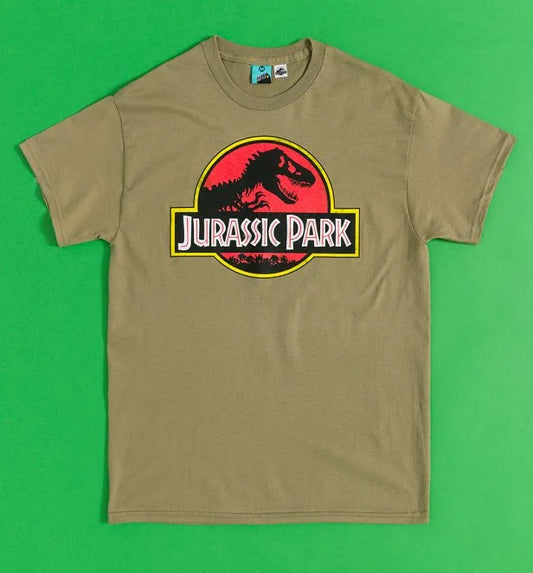 Jurassic Park Classic Logo Khaki T-Shirt