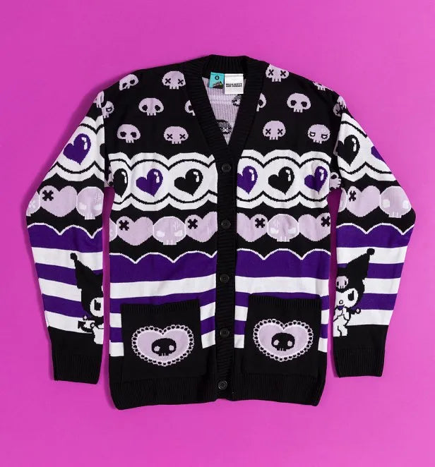 Sanrio Kuromi Purple Fairisle Oversized Cardigan