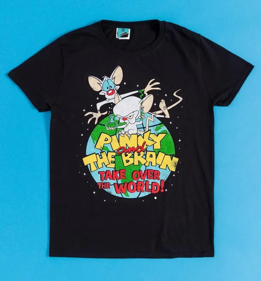 Pinky And The Brain Take Over The World Black T-Shirt