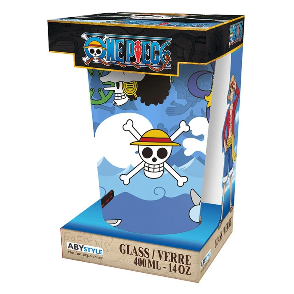 One Piece Skulls Blue 400ml Glass