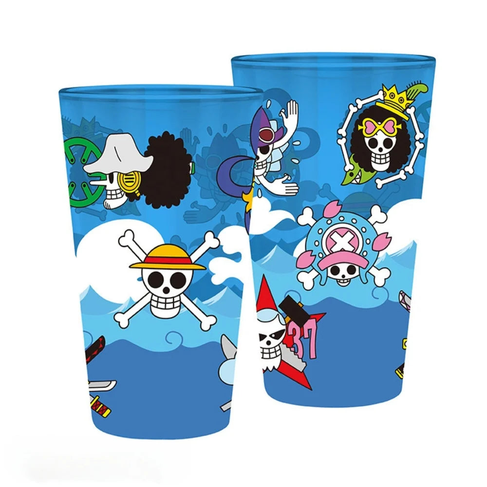 One Piece Skulls Blue 400ml Glass