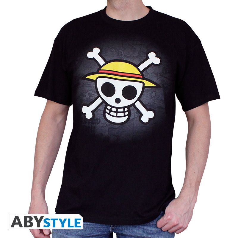 ONE PIECE - Tshirt Skull with map man SS black
