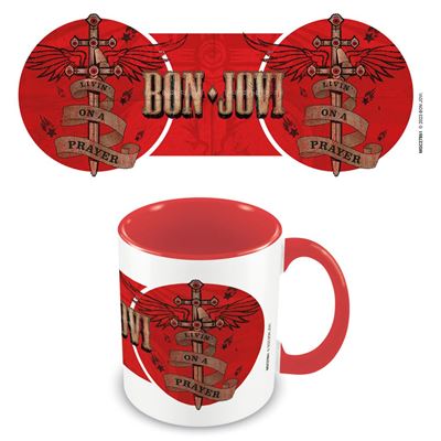 BON JOVI (LIVIN' ON A PRAYER) RED COLOURED-INNER MUG