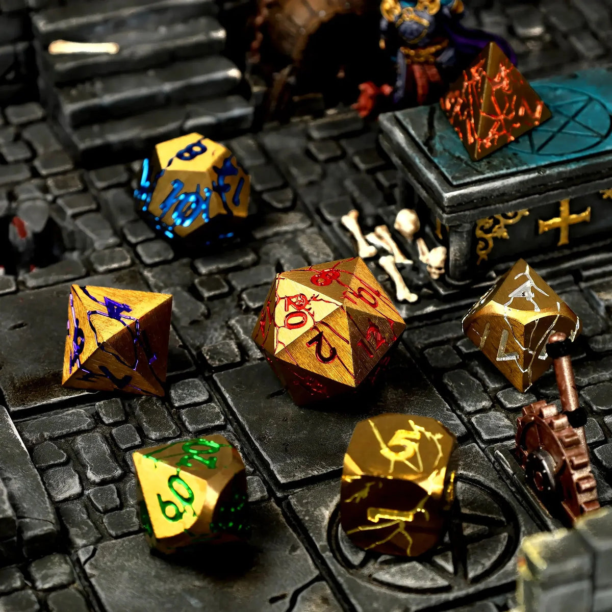 Chromatic Ruin (CritStones Anniversary Edition) Metal RPG Dice Set