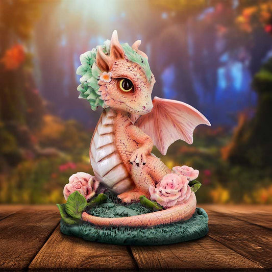 Carnation Flower Dragon Figurine 12cm