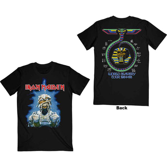 Iron Maiden Unisex T-Shirt: World Slavery Tour '84 - '85 (Black) (Back Print)