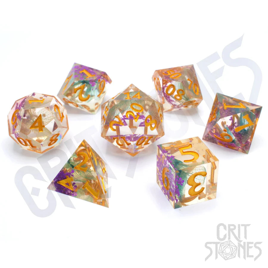 Meadow Bloom Sharp Edge Resin RPG Dice Set