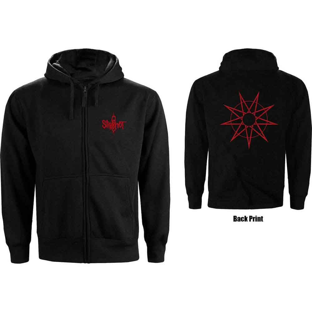 Slipknot Unisex Zipped Hoodie: 9 Point Star