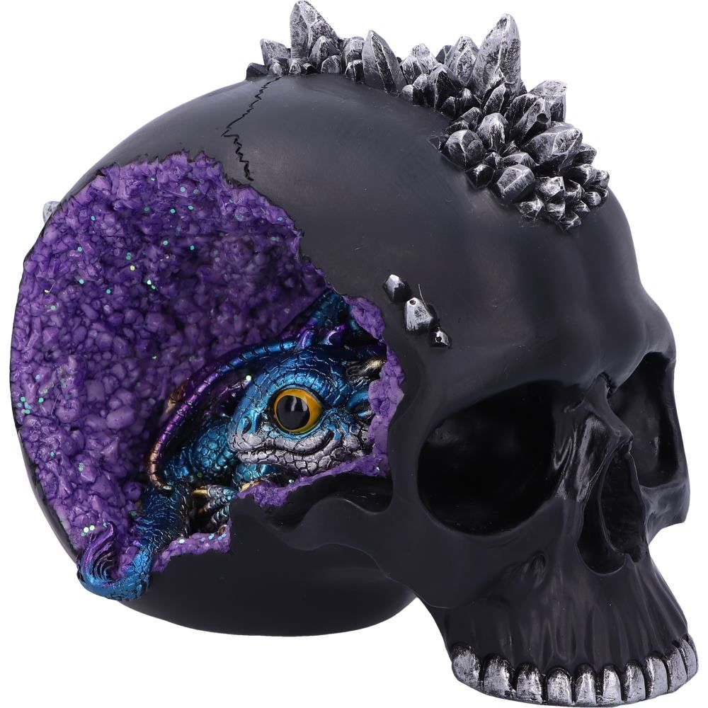 Crystal Cave, Small Dragon Hiding within a Crystal Skull 16.5cm
