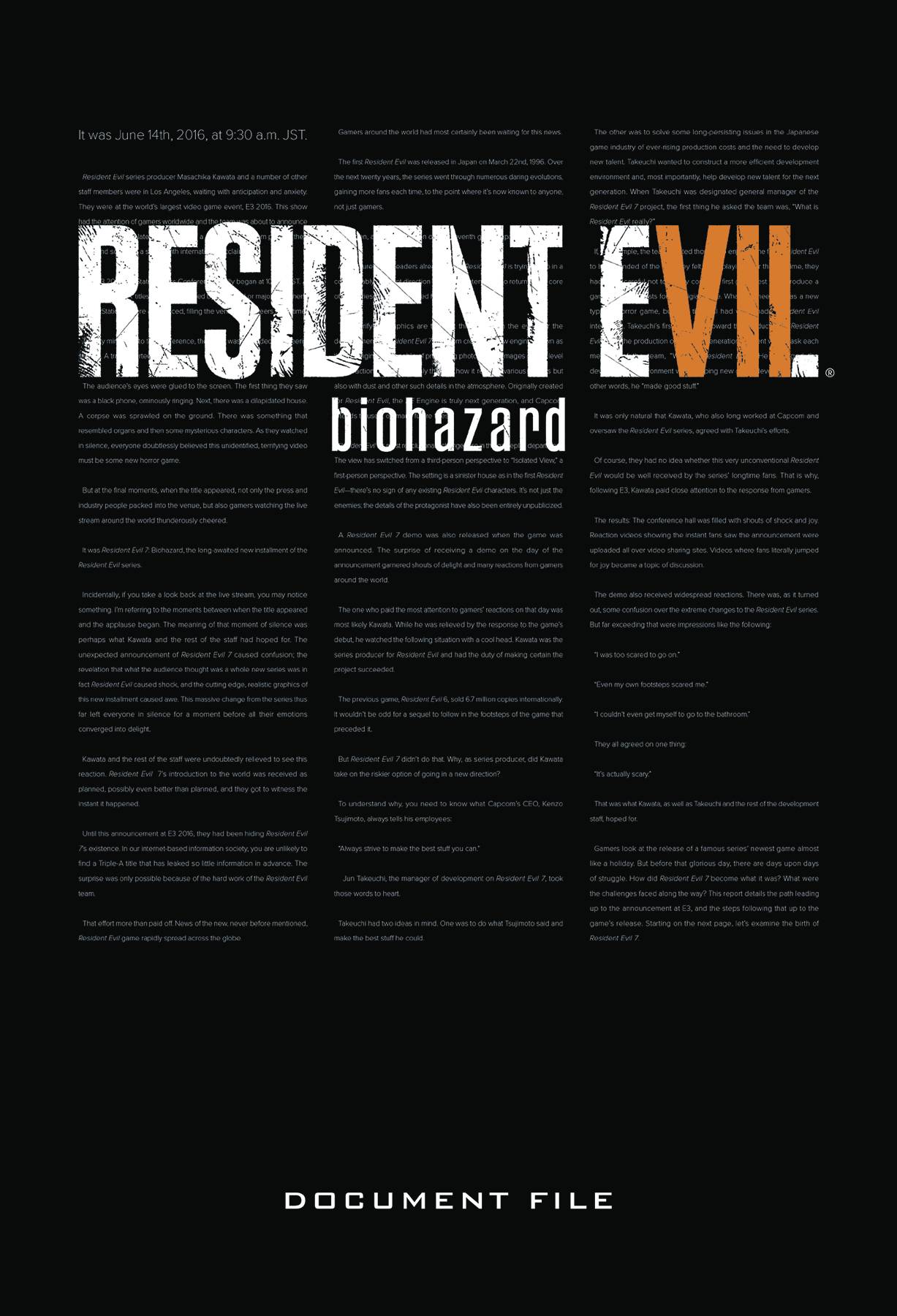 Resident Evil 7 Biohazard Document File HC