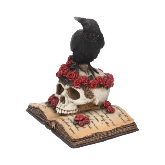 Heartaches Reflection Raven Figurine Skull Rose 17cm