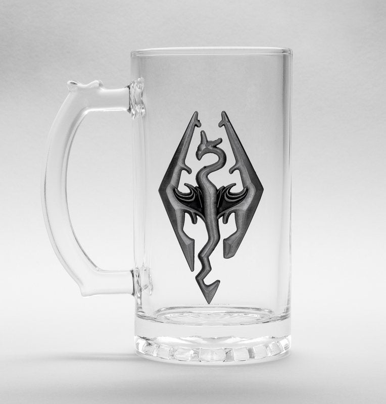SKYRIM Dragon Symbol Glass Stein